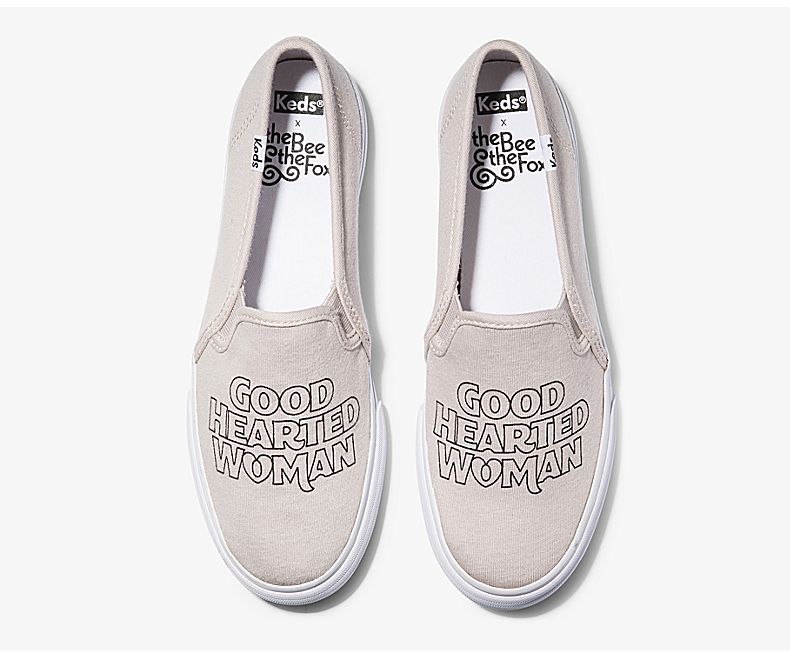 Keds Womens Lavender Slip On Shoes - Keds X The Bee & The Fox Double Decker ‘good Hearted Woman’